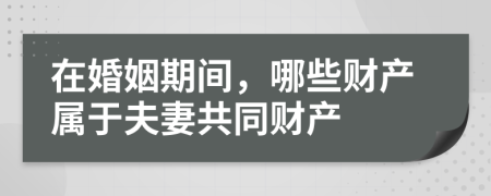 在婚姻期间，哪些财产属于夫妻共同财产