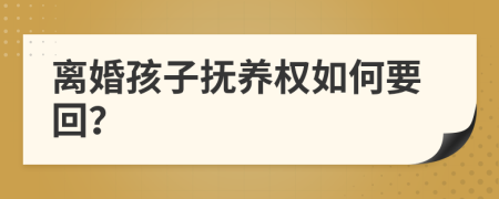 离婚孩子抚养权如何要回？