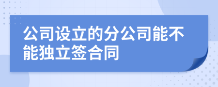 公司设立的分公司能不能独立签合同