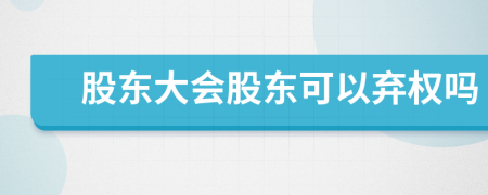股东大会股东可以弃权吗