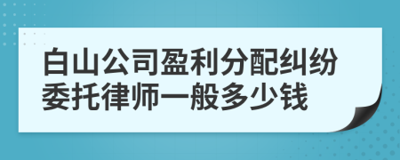 白山公司盈利分配纠纷委托律师一般多少钱