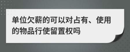 单位欠薪的可以对占有、使用的物品行使留置权吗