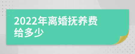 2022年离婚抚养费给多少