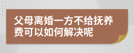 父母离婚一方不给抚养费可以如何解决呢