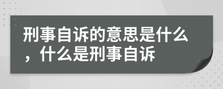 刑事自诉的意思是什么，什么是刑事自诉