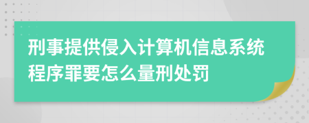 刑事提供侵入计算机信息系统程序罪要怎么量刑处罚