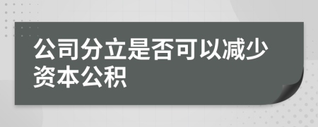 公司分立是否可以减少资本公积