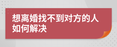 想离婚找不到对方的人如何解决