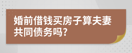 婚前借钱买房子算夫妻共同债务吗?