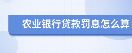农业银行贷款罚息怎么算
