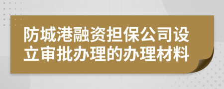 防城港融资担保公司设立审批办理的办理材料