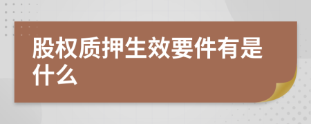 股权质押生效要件有是什么