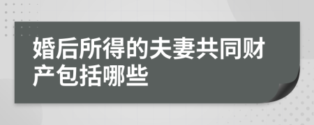 婚后所得的夫妻共同财产包括哪些