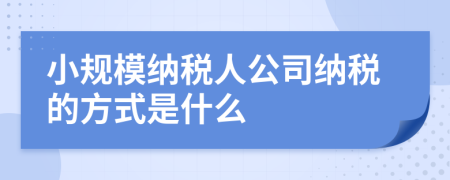 小规模纳税人公司纳税的方式是什么