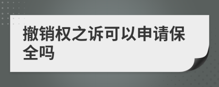 撤销权之诉可以申请保全吗