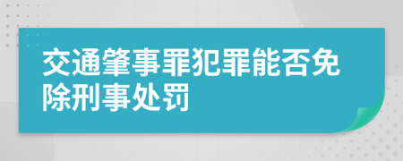 交通肇事罪犯罪能否免除刑事处罚