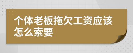 个体老板拖欠工资应该怎么索要