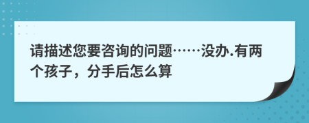 请描述您要咨询的问题……没办.有两个孩子，分手后怎么算