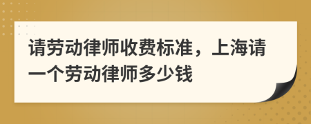 请劳动律师收费标准，上海请一个劳动律师多少钱