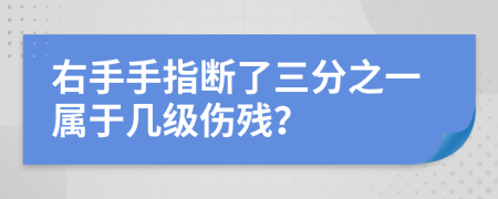 右手手指断了三分之一属于几级伤残？