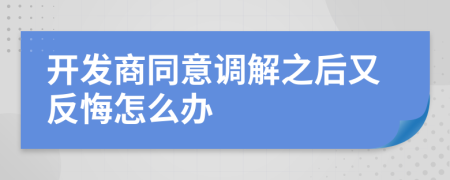 开发商同意调解之后又反悔怎么办