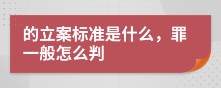 的立案标准是什么，罪一般怎么判