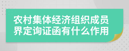 农村集体经济组织成员界定询证函有什么作用