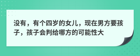 没有，有个四岁的女儿，现在男方要孩子，孩子会判给哪方的可能性大