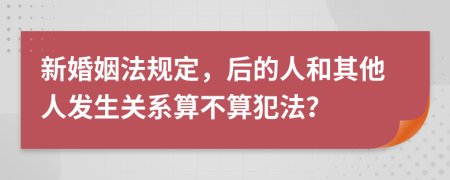 新婚姻法规定，后的人和其他人发生关系算不算犯法？
