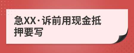 急XX·诉前用现金抵押要写