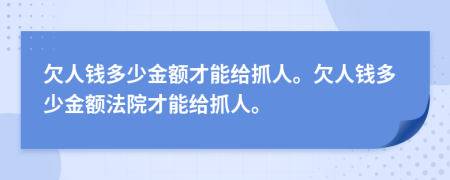 欠人钱多少金额才能给抓人。欠人钱多少金额法院才能给抓人。