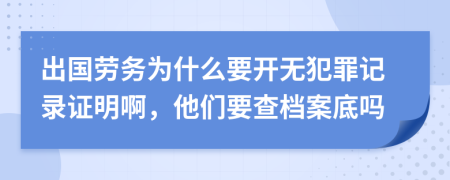 出国劳务为什么要开无犯罪记录证明啊，他们要查档案底吗
