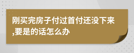 刚买完房子付过首付还没下来,要是的话怎么办