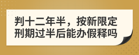 判十二年半，按新限定刑期过半后能办假释吗