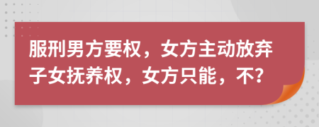 服刑男方要权，女方主动放弃子女抚养权，女方只能，不？