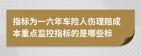 指标为一六年车险人伤理赔成本重点监控指标的是哪些标