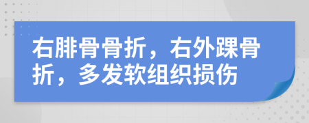 右腓骨骨折，右外踝骨折，多发软组织损伤
