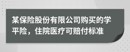 某保险股份有限公司购买的学平险，住院医疗可赔付标准
