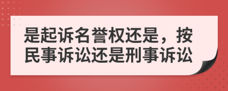 是起诉名誉权还是，按民事诉讼还是刑事诉讼