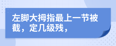 左脚大拇指最上一节被截，定几级残，