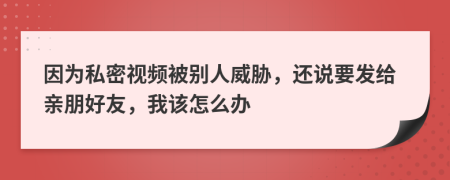 因为私密视频被别人威胁，还说要发给亲朋好友，我该怎么办