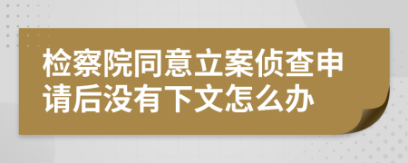 检察院同意立案侦查申请后没有下文怎么办