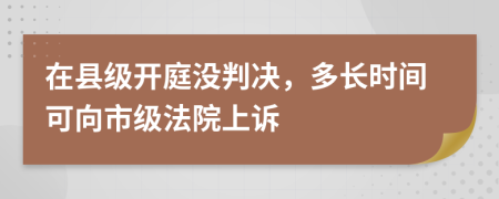 在县级开庭没判决，多长时间可向市级法院上诉