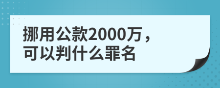 挪用公款2000万，可以判什么罪名