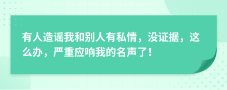 有人造谣我和别人有私情，没证据，这么办，严重应响我的名声了！