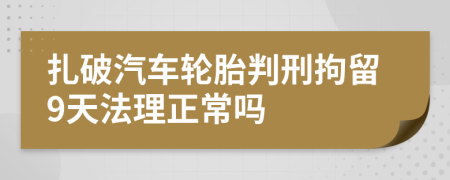 扎破汽车轮胎判刑拘留9天法理正常吗