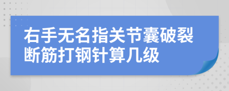 右手无名指关节囊破裂断筋打钢针算几级