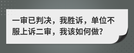 一审已判决，我胜诉，单位不服上诉二审，我该如何做?