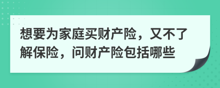 想要为家庭买财产险，又不了解保险，问财产险包括哪些