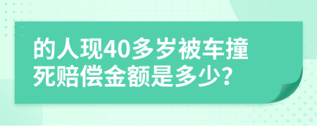 的人现40多岁被车撞死赔偿金额是多少？